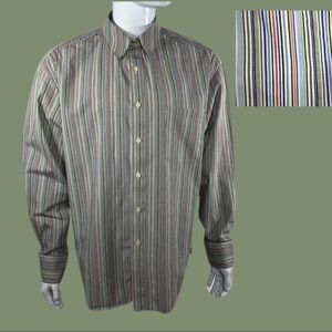 R&G Men’s Multi-Colored Striped Long Sleeve Dress Shirt